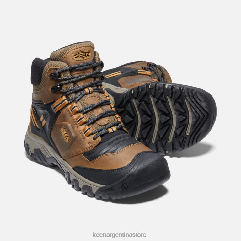 LZZND478 bisonte-marrón dorado Keen Bota impermeable Ridge Flex ancha