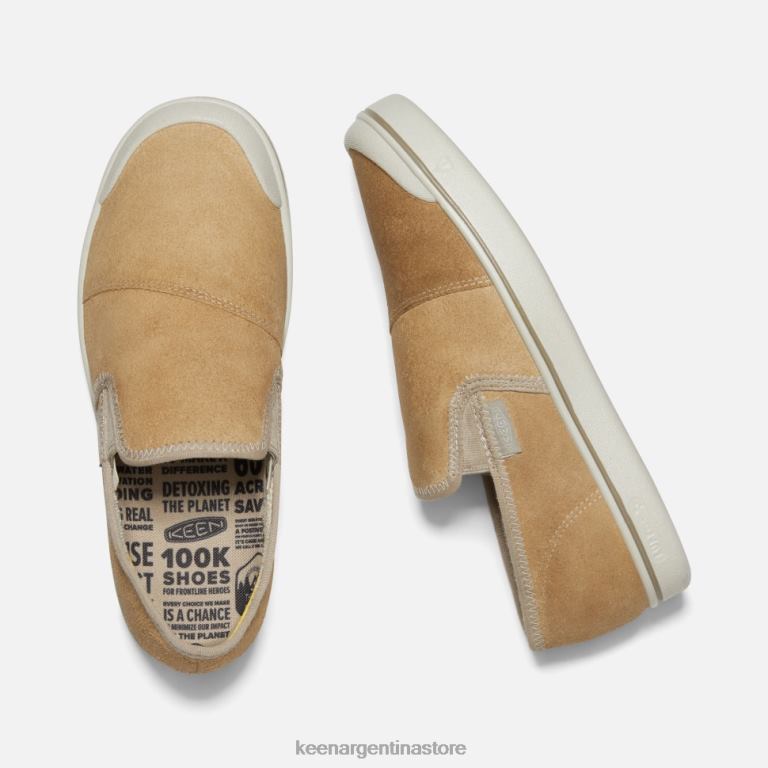 LZZND487 abedul beige-plateado Keen zapatillas sin cordones de cuero cosecha eldon